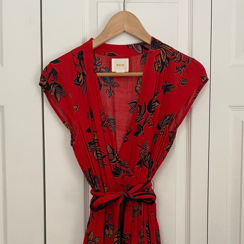 Maeve Red Floral Wrap Dress
